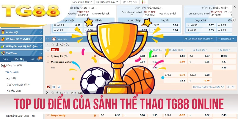 Top ưu điểm của sảnh thể thao TG88 online